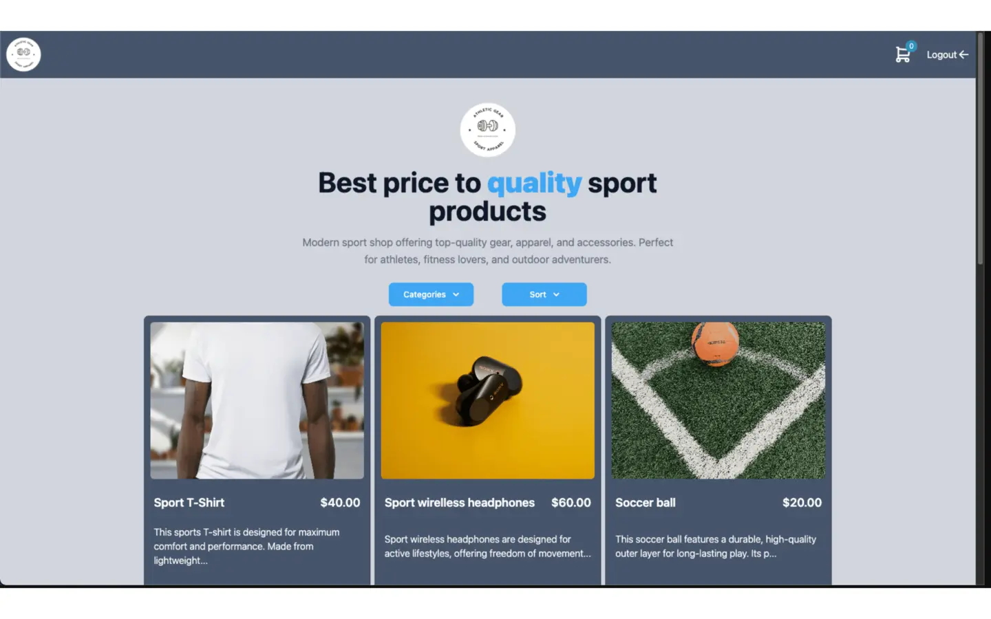 Pierwszy zrzut ekranu projektu AngularEcom